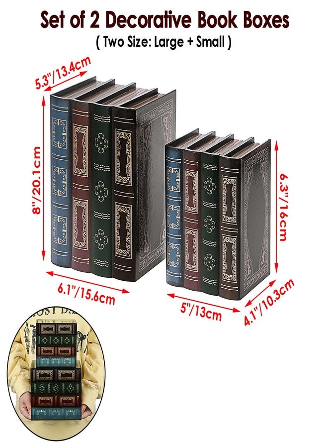ELLDOO 2 Pack Decorative Book Boxes, Vintage Style Fake Book Box Hollow Book Hidden Storage, Antique Decorative Storage Boxes for Jewelry Trinket Treasure Memories Keepsake Hobby (Style B) - Image 2